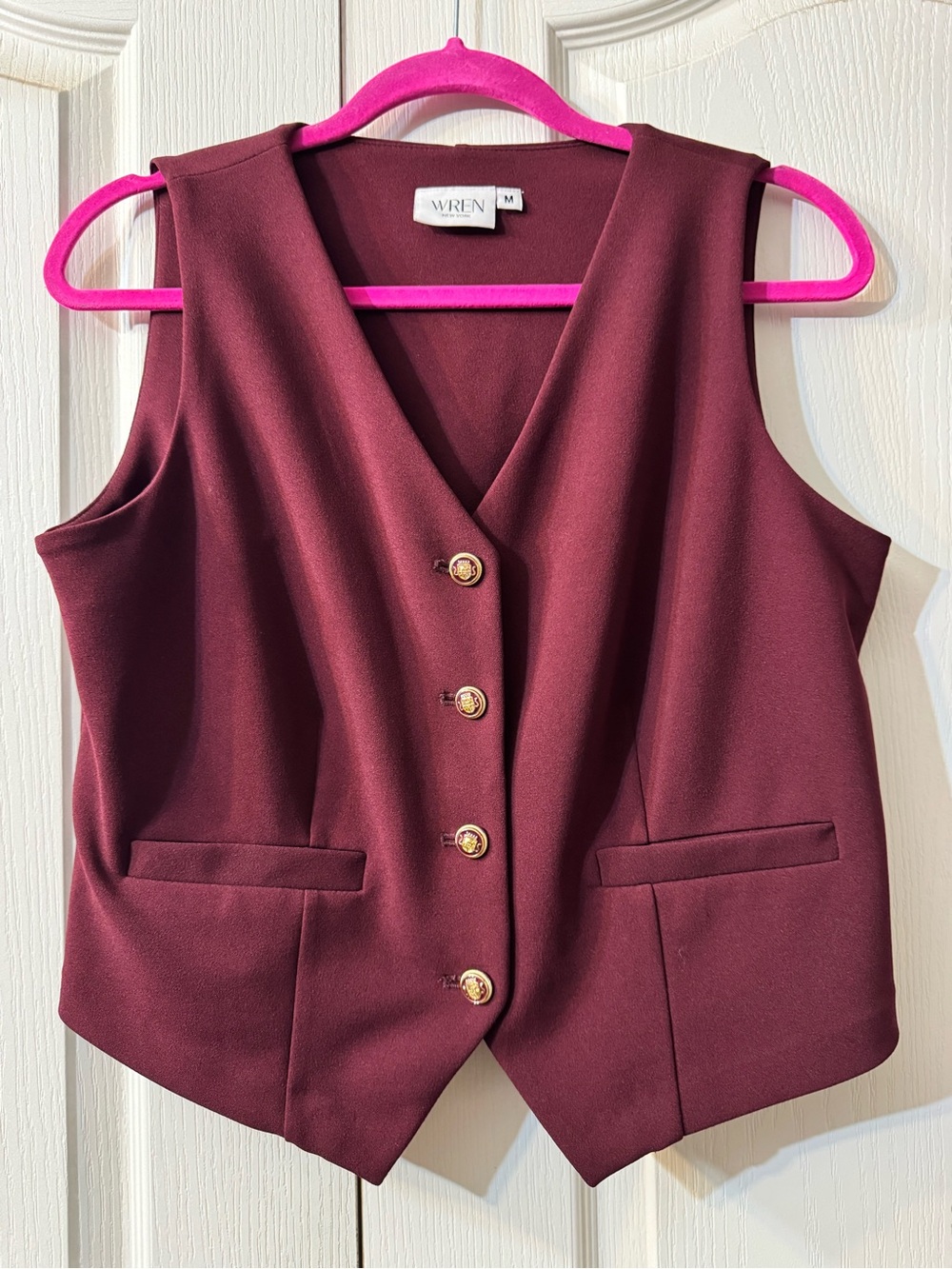 Wren Wine Red Sleeveless Button Vest and Matching Slacks